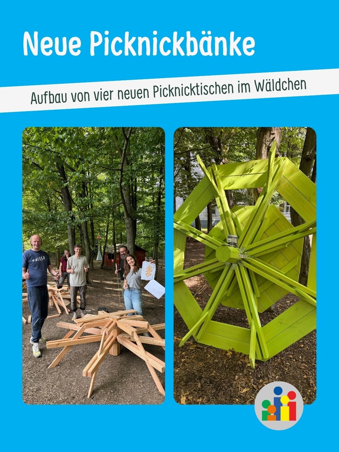 neue Picknick-Tische für das Wäldchen